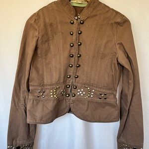 Miss Me Brown Utility Jacket with Fitted Waist